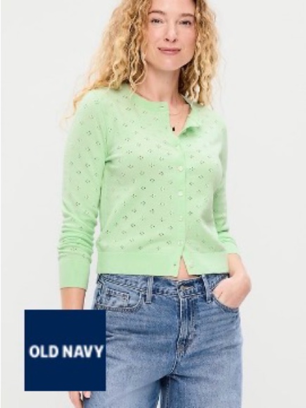 Old Navy Women's Light Green SoSoft Lite Cropped Crew-Neck Cardigan XL #3094 - Picture 6 of 6